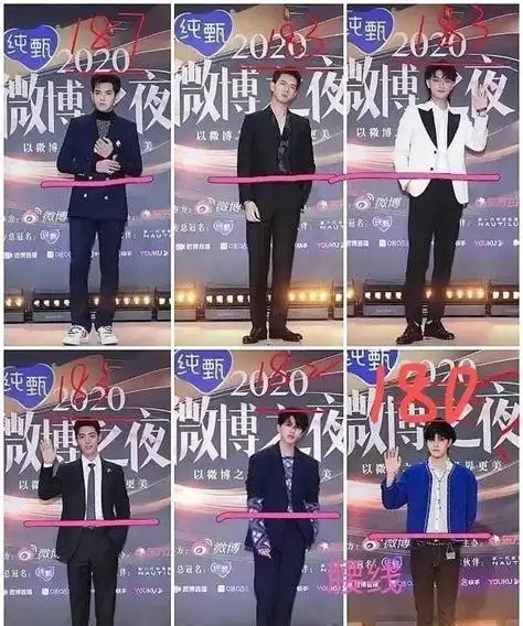 男明星红毯身高照对比,网友:到底谎报了多少?