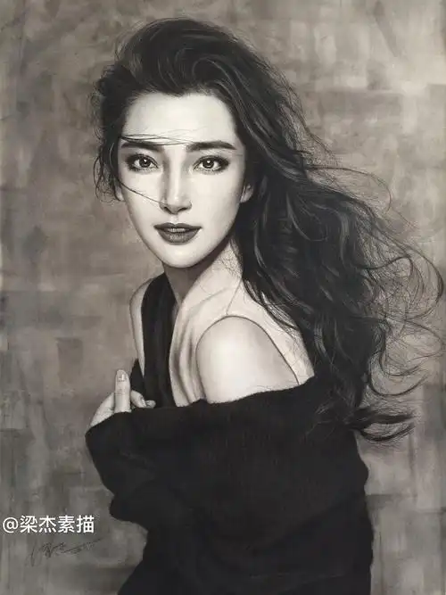 超写实素描-李冰冰