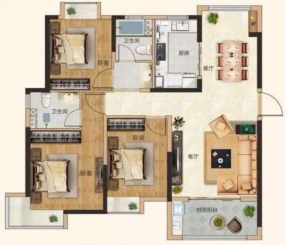 l1/三室两厅两卫/125㎡