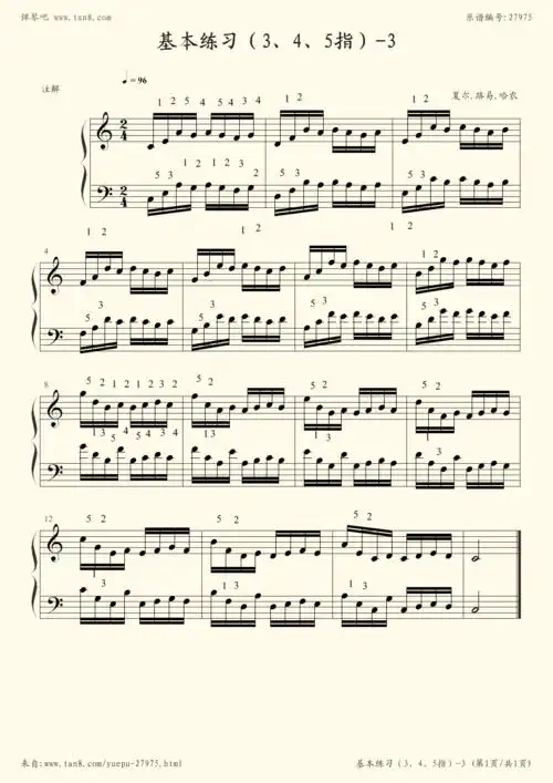 钢琴谱:哈农基本练习(3,4,5指)-3