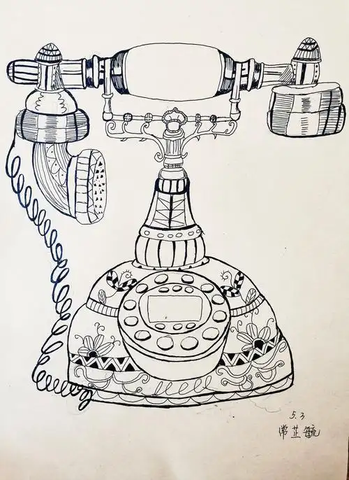 老物件线描画—电话