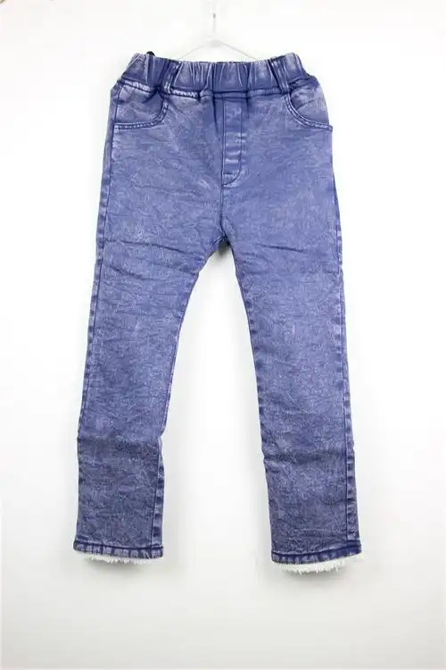 宝蕾冬款韩版儿童弹力纯色休闲牛仔冬棉裤子