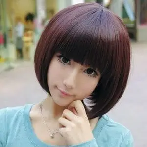 女士假发短发蓬松修脸齐刘海图片