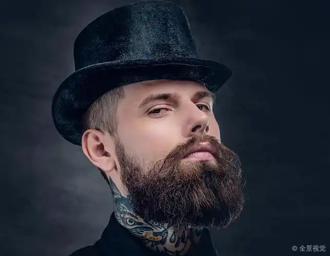 胡须_男性_纹身_向上_头像_颈部_大礼帽_柱状物_高清图片_全景视觉