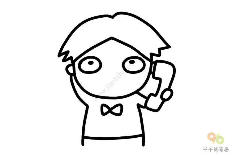 打电话的男孩简笔画 送给手帐达人们