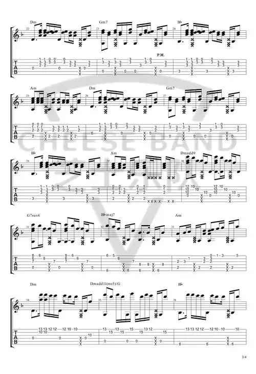 careless whisper指弹谱_sam李森茂版本_无心快语吉他独奏谱