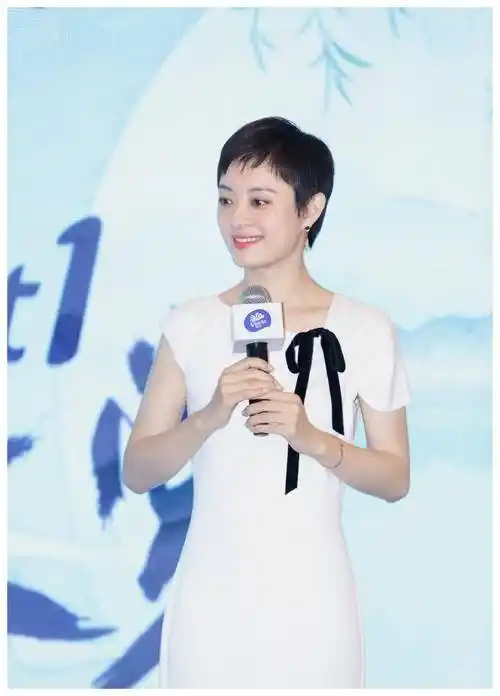 孙俪的头发不能再短了,剪成狗啃刘海也很美,穿上白裙气质更清新_短发