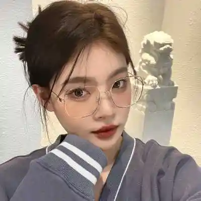 金丝边近视眼镜女方形大框素颜复古圆脸大脸显瘦眼镜框可配度数男