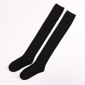 条纹过膝袜子女长筒袜学生高筒袜韩版学院风中筒滑板棉袜lwh 黑色【筒