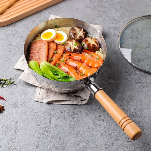 川岛屋日式平锅奶锅不粘锅不锈钢小锅锅子家用泡面奶锅