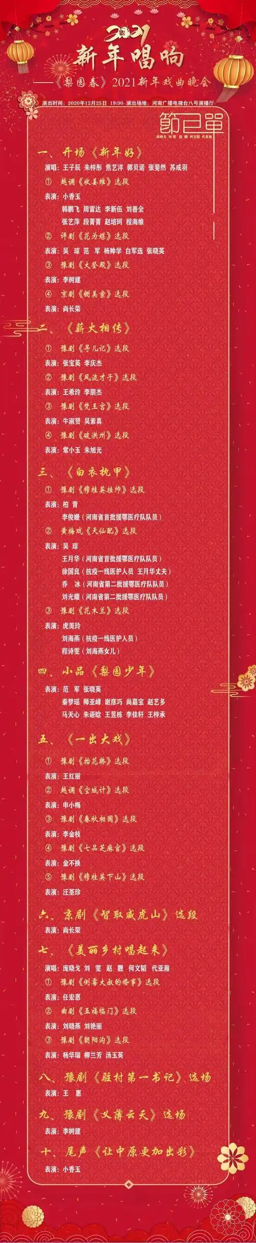 《梨园春》2021新年戏曲晚会节目单来了!