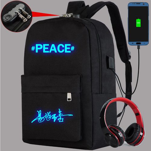 夜光易烊千玺同款书包国潮帆布包周边密码锁背包男女学生双肩包
