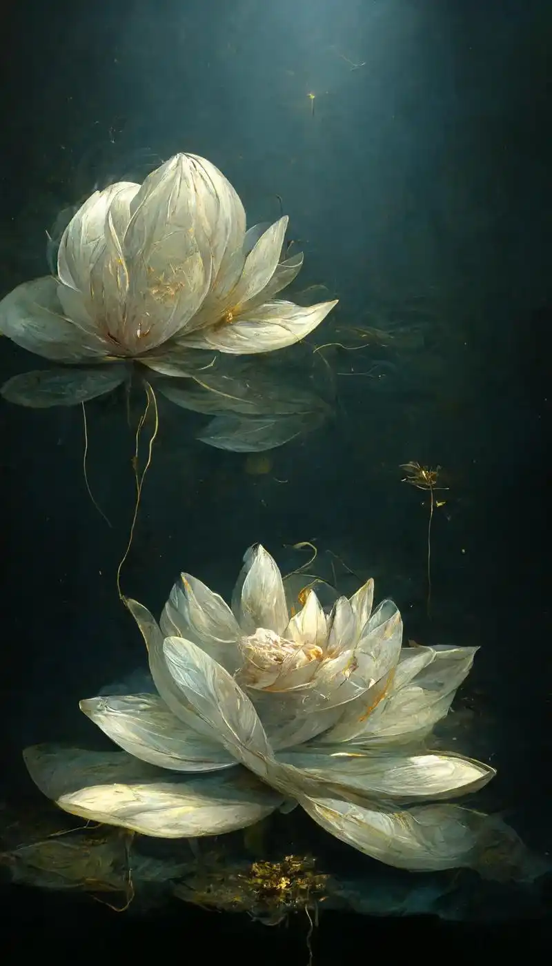 金色白莲花带给你吉祥#抖音图文来了 #ai #手机壁纸 - 抖音