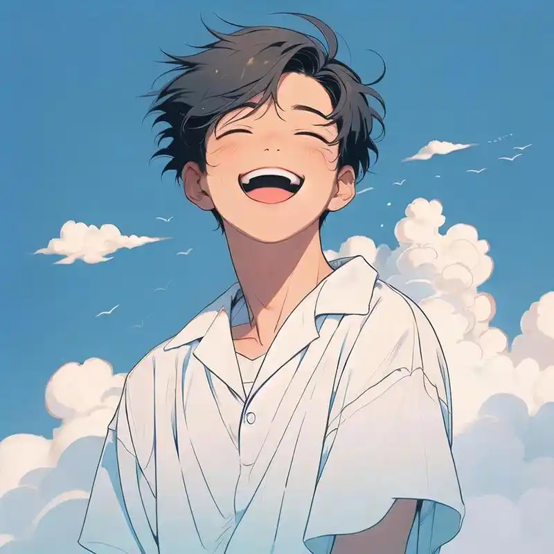 阳光灿烂笑容动漫情侣头像 笑起来像月牙装满了星星,愿你一直拥有如