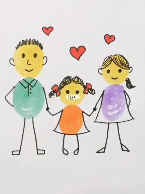 简单的全家福 strong>简笔画 /strong>-幸福的三口之家