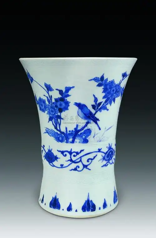 【明崇祯 青花花鸟纹花觚】拍卖品_图片_价格_鉴赏_明代青花瓷器_雅昌