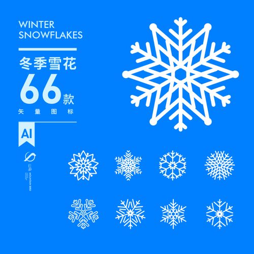 各种白色冬季几何圣诞雪花装饰icon图标图案ai矢量设计素材sl025
