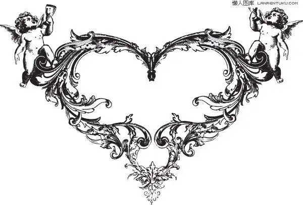 爱神丘比特潮流心形花纹矢量素材