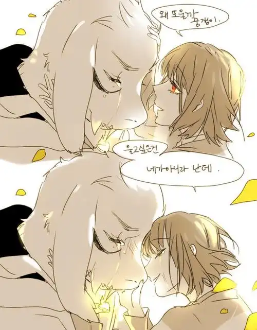 chara (undertale), asriel dreemurr, bust, korean text#传说之