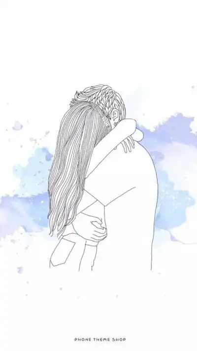 手绘 卡通 情侣 拥抱