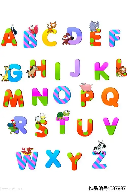 可爱卡通儿童字母字体设计矢量素材