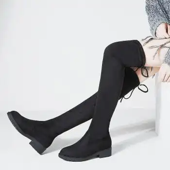利弧秋季长靴女过膝靴韩版百搭平底磨砂学生长筒靴女加绒瘦瘦靴冬