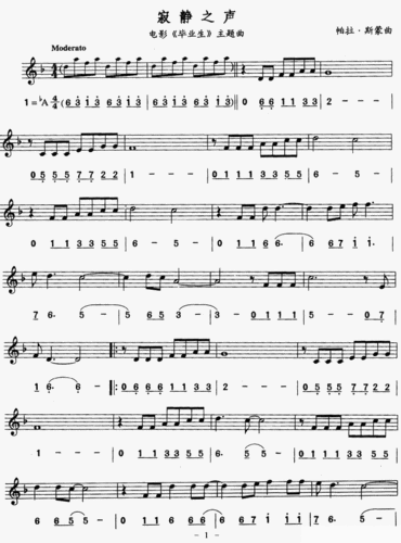 《寂静之声》萨克斯谱(第1页)