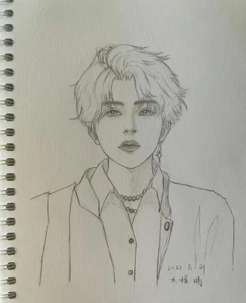 每拍一次效果都不一样～#手绘  #手绘头像  #线稿  #蔡徐坤