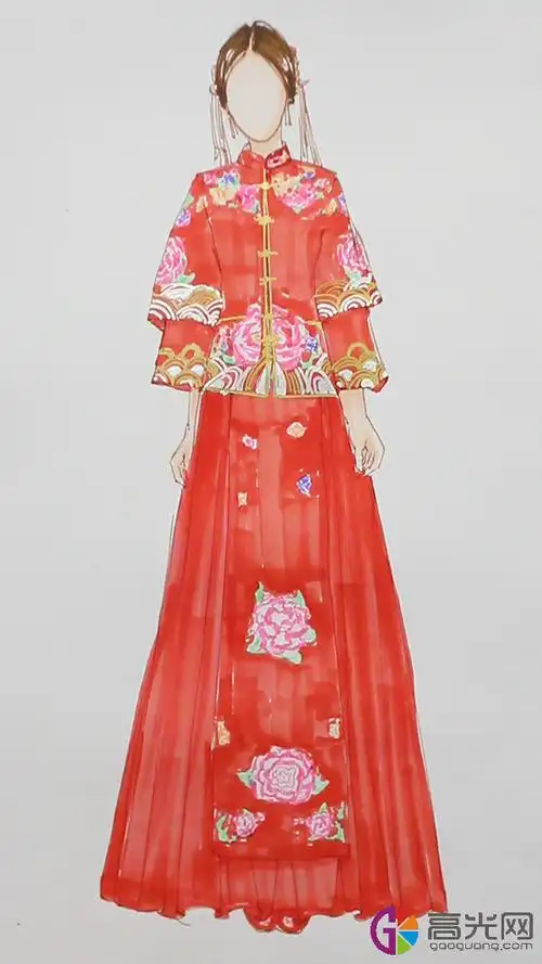 秀禾服新娘装怎么画