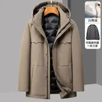 七匹狼septwolves中老年羽绒服男爸爸冬装外套中年男士冬季保暖中长款