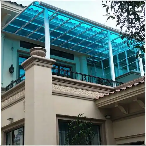 阳光棚庭院防水防嗮顶楼防水蓬耐力板铝合金遮阳棚315平方每平方价格