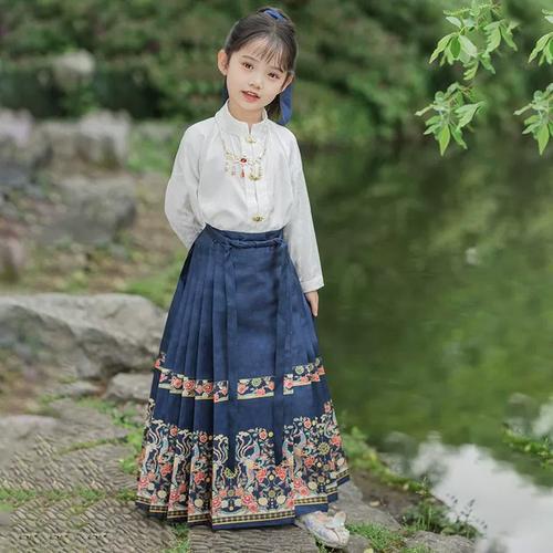 绿色伴侣马面裙汉服女童夏款儿童唐装中国风古装裙子小女孩连衣裙