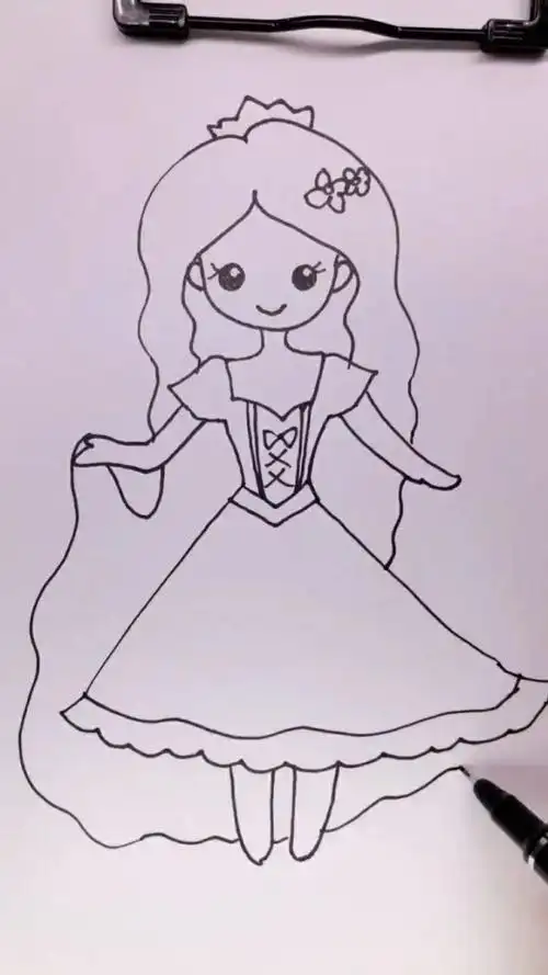 长发小公主简笔画来了,超美的有没有