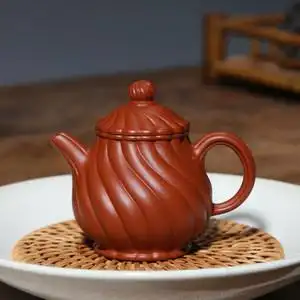宜兴紫砂壶名家螺旋筋纹筋囊器茶壶小容量原矿老朱泥120cc高潘壶