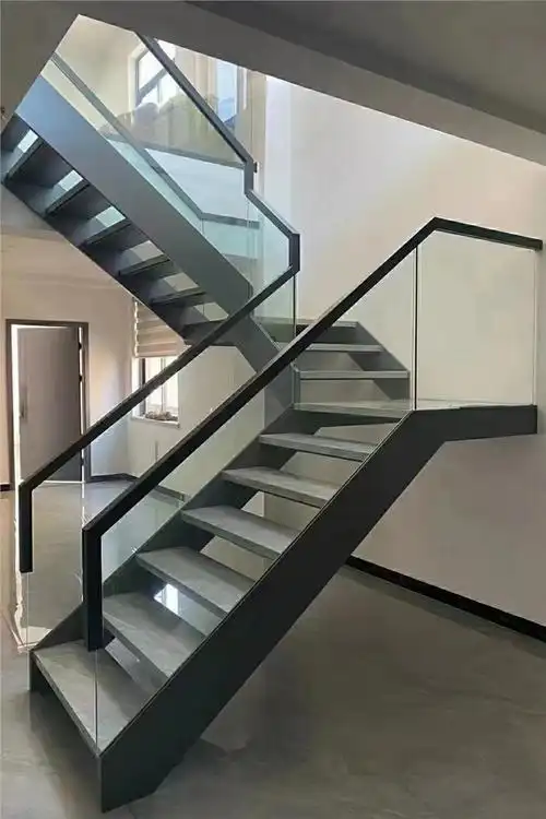 旋转直梯转角复式钢步楼梯铁花护栏铁艺实扶手定制不锈钢304玻璃