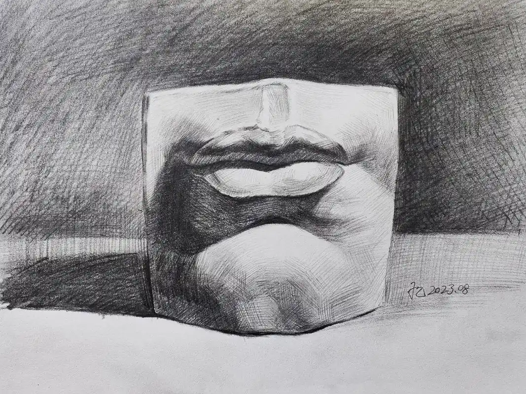 石膏体嘴巴素描#绘画 #素描 #一起学画画 #石膏人像 #绘 - 抖音