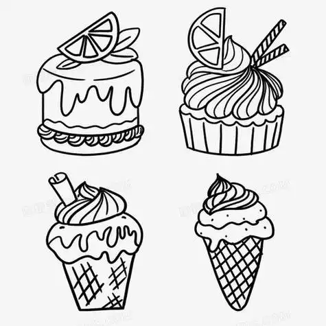 甜点可爱简笔画彩色