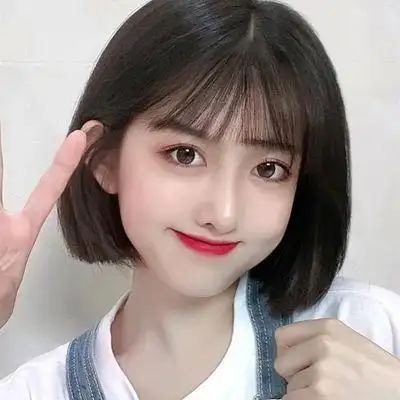 网红学生头蓬松bobo头自然可爱短发空气齐刘海短直假头女全头套式