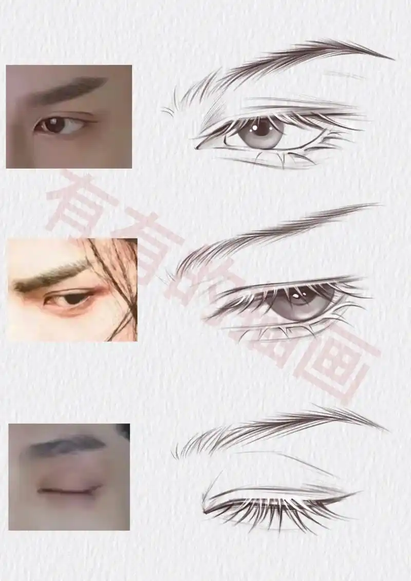 一些古风男生眼睛画法,快收藏吧.看看有没有你男神的眼睛#绘画 - 抖音