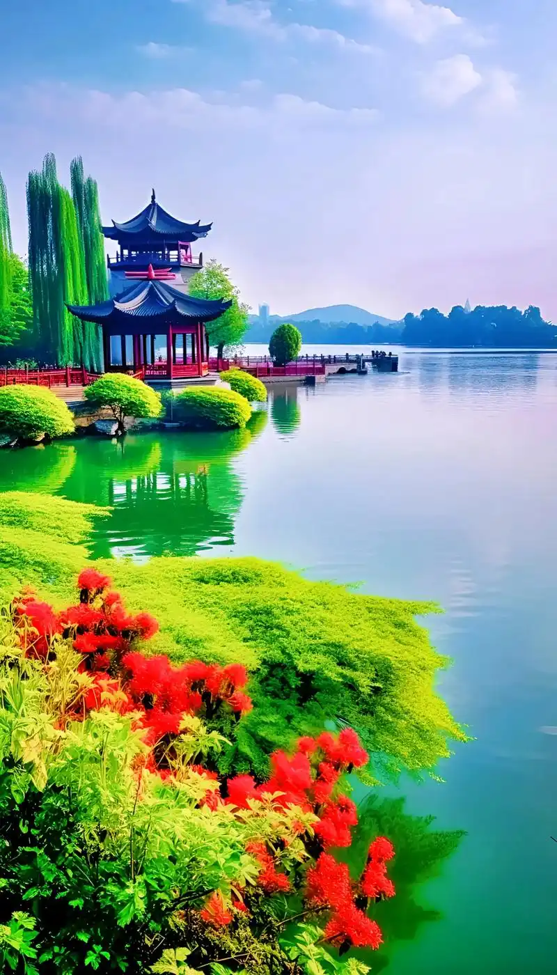 西湖,素有"人间天堂"的美誉,位于杭州,是中国最著名的名胜古迹之一.