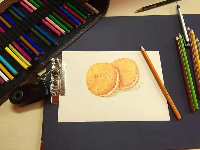 彩铅画奶油夹心饼干
