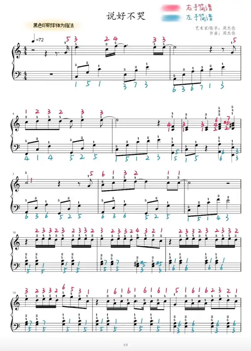 说好不哭钢琴曲谱#前奏一响拾起多少人的回忆 #钢琴谱 #关注 - 抖音