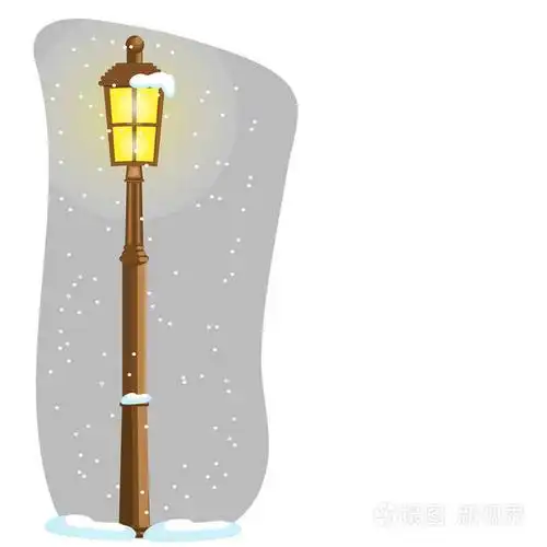 一盏路灯.冬天晚上雪.文本的地方.卡通.矢量