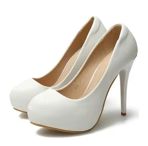 超高跟鞋细跟12公分夜店白色防水台15cm单鞋女鞋白色婚鞋气质性感