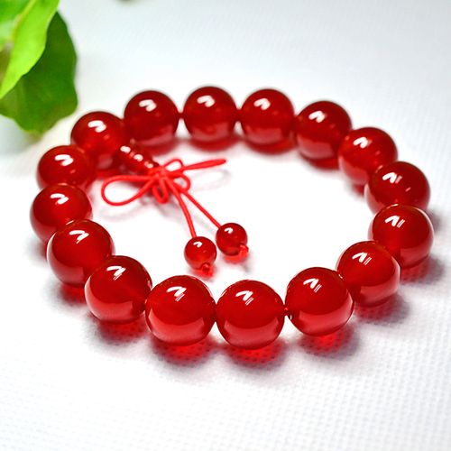 天然红玛瑙手链女红色中国结情侣手串男士水晶宝石佛珠本命年手珠