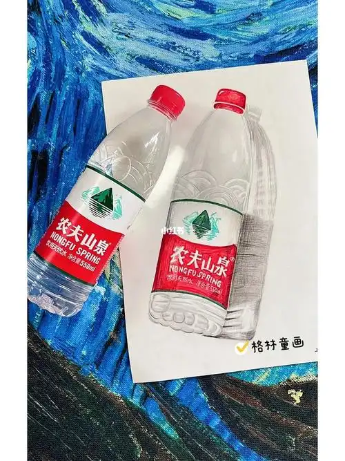 农夫山泉矿泉水写生小学生