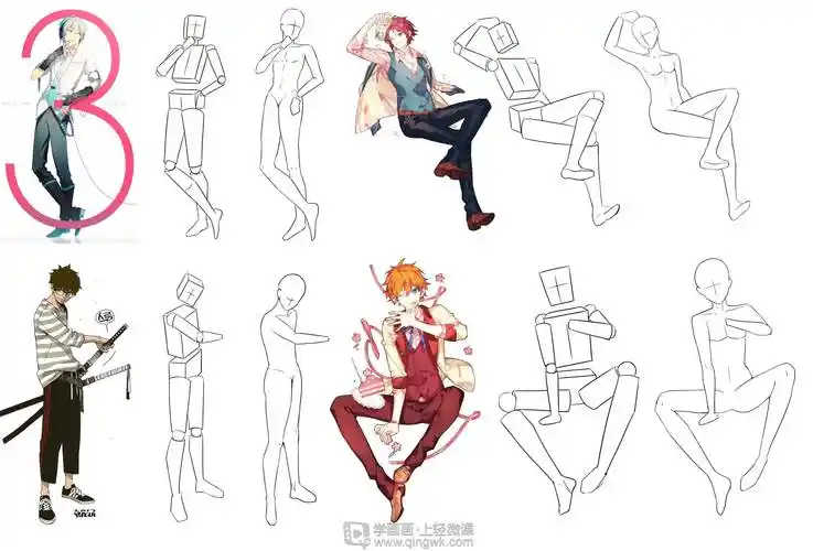 作业:动漫人体绘画学习之日式漫画人体比例画法与训练 - 白火山