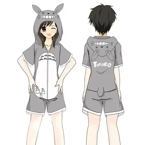 卡通情侣夏季睡衣连体动漫周边家居服龙猫