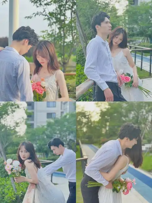 情侣拍照姿势在一起就拍很多很多照片