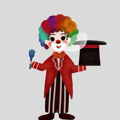 原创卡通手绘吹泡泡小丑 psd